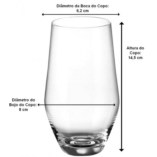 Jogo 6 Copos 400ml 14,5cm Grus Em Cristal Ecológico Bohemia